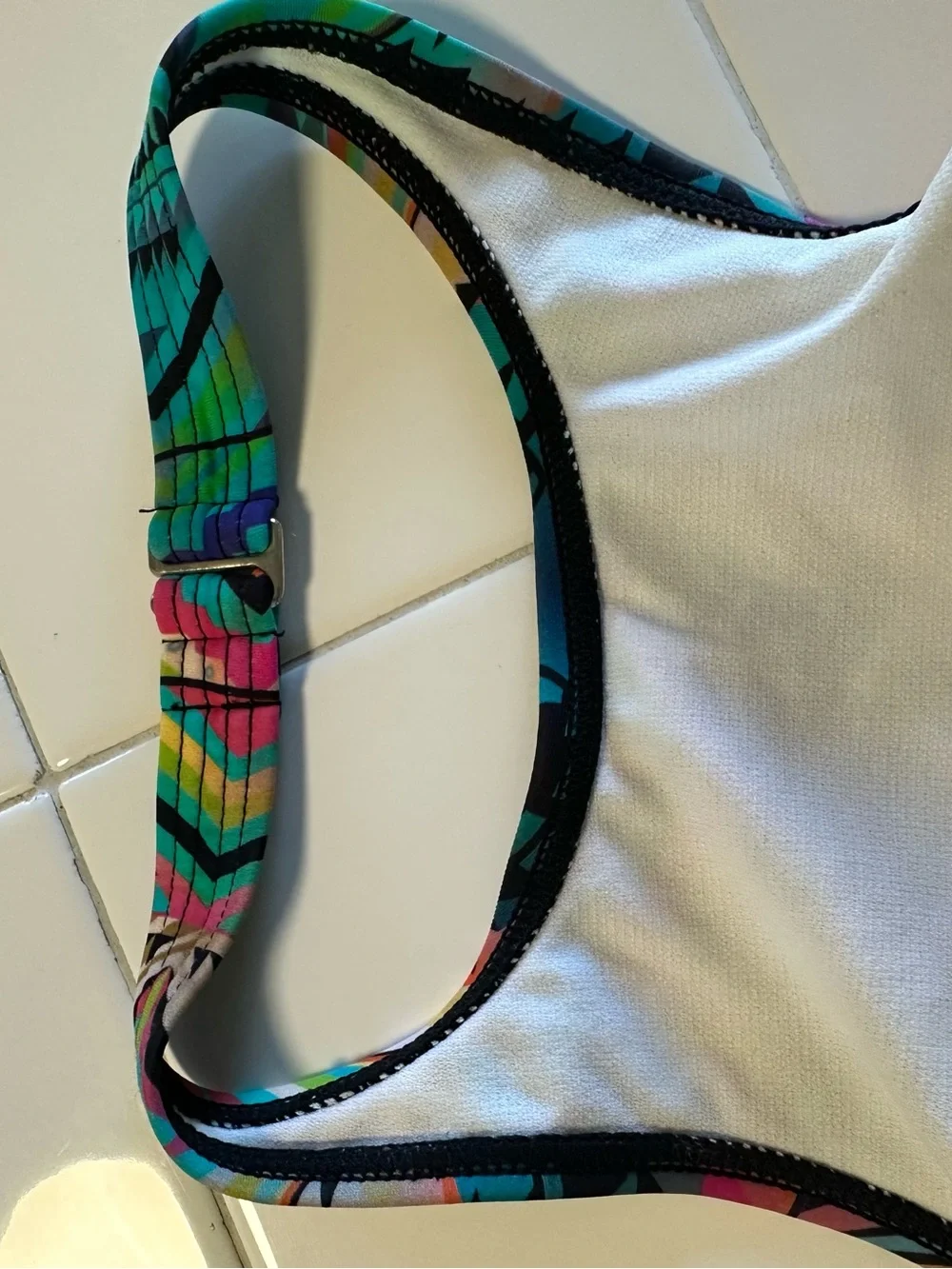 Multi-Color Patterned High-Neck Swim Top - Picture 6 of 10
